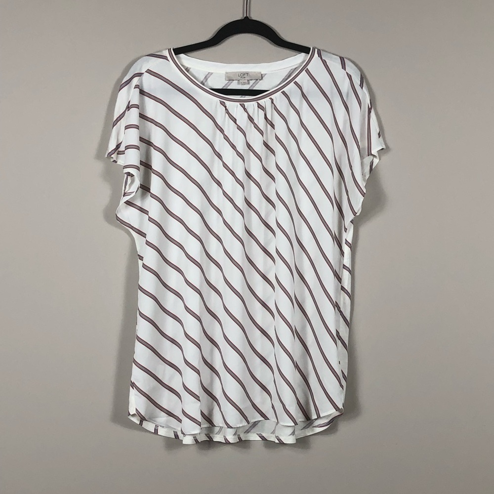 LOFT NWT Striped Mixed Media Blouse